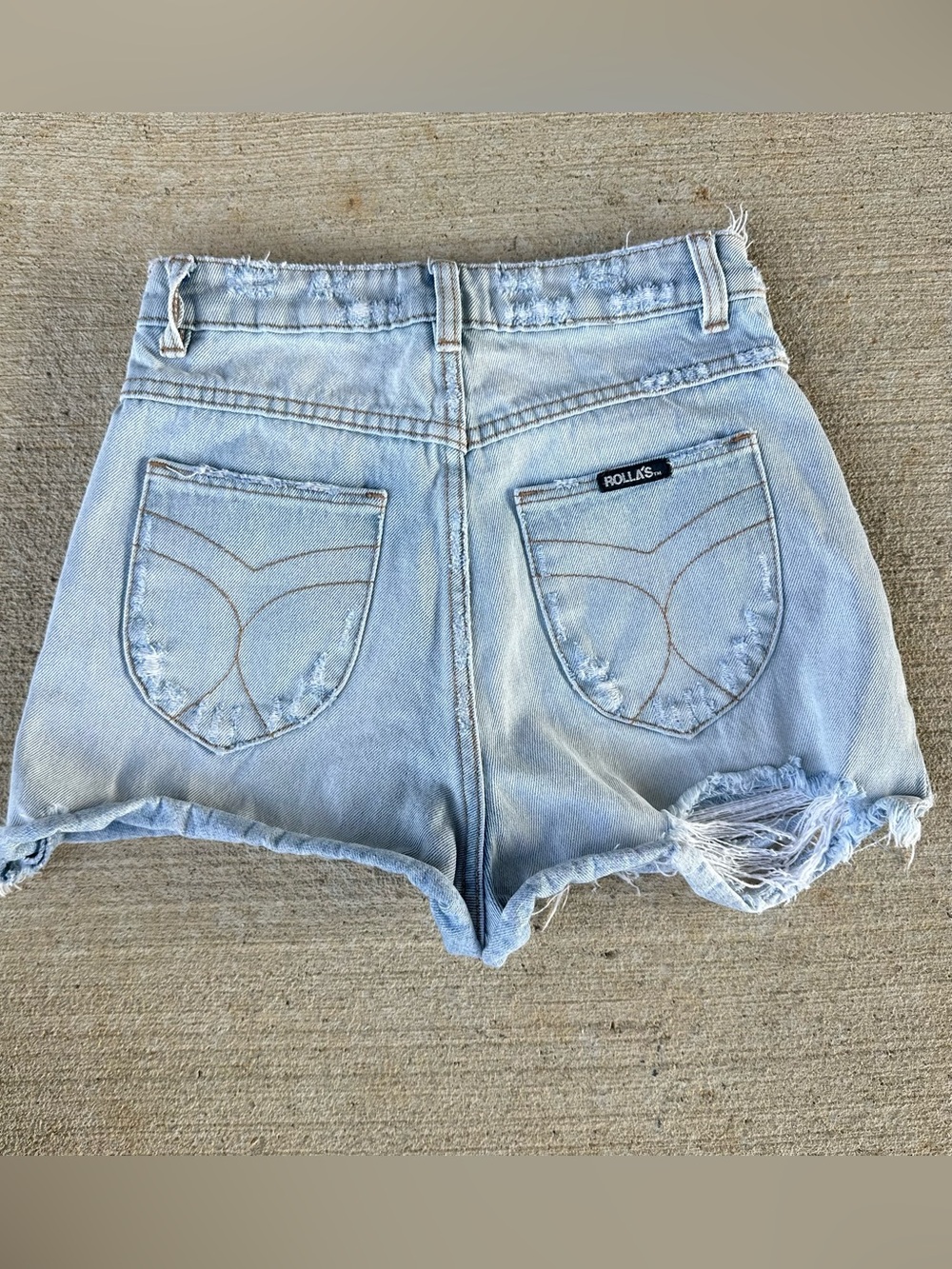 Rollas “Dusters High Rise Relaxed” Denim Shorts Size 24
